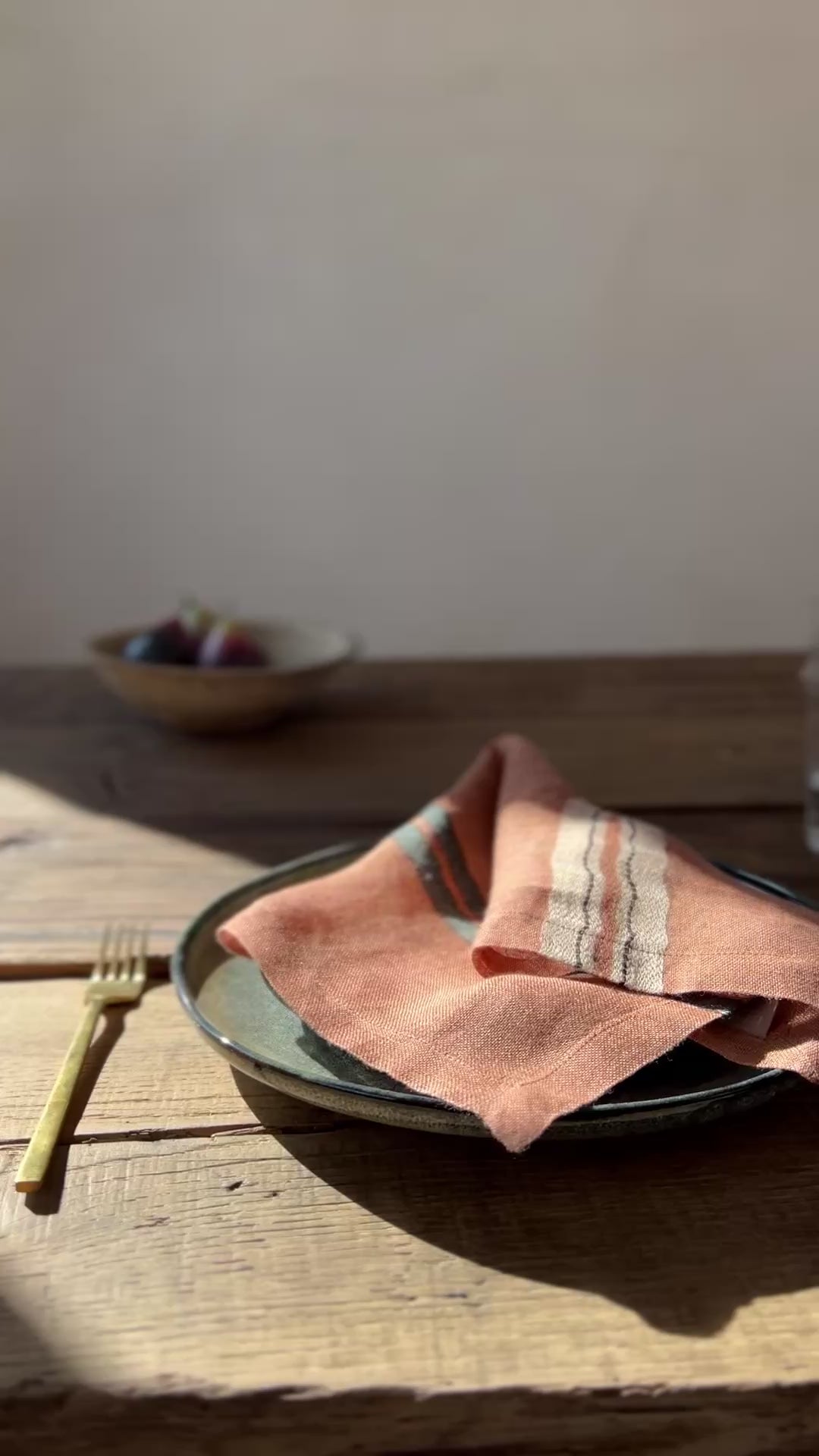 Striped linen napkin Blush & Indigo