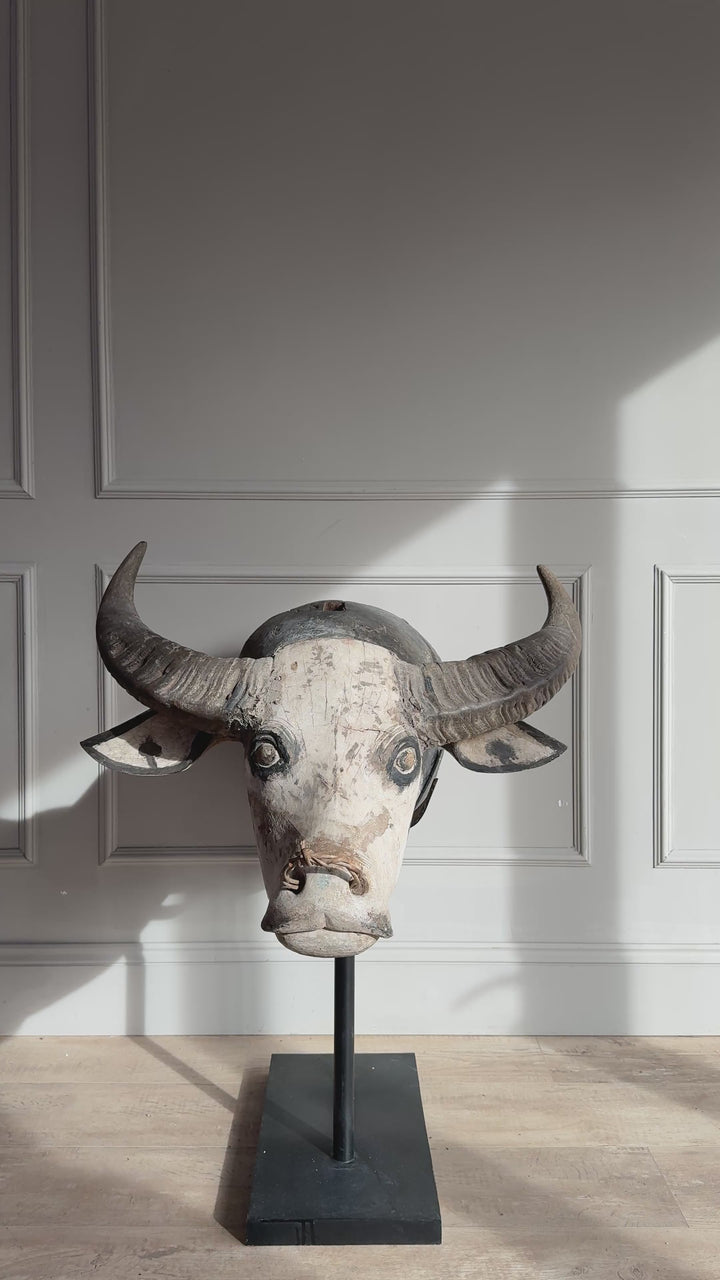 Large Antique Water Buffalo Head Sculpture