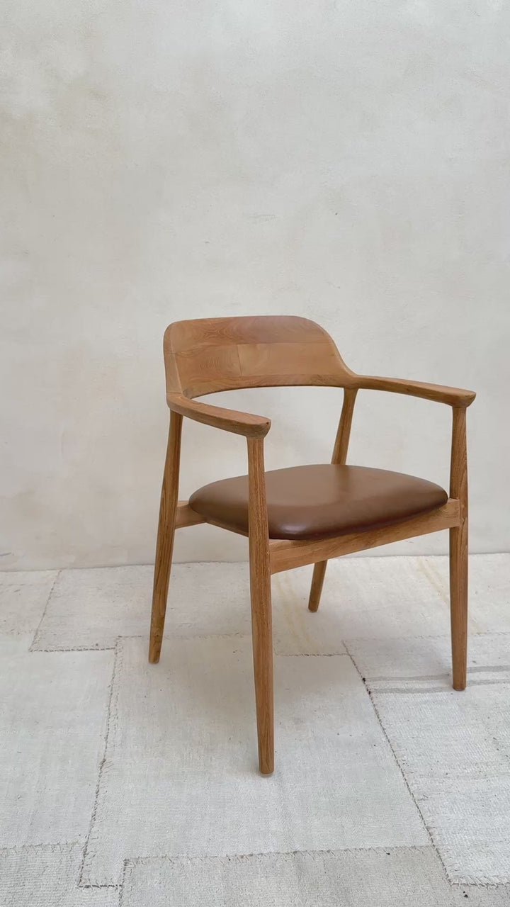 Natural Dining Chair Leather Seat | Hoxton
