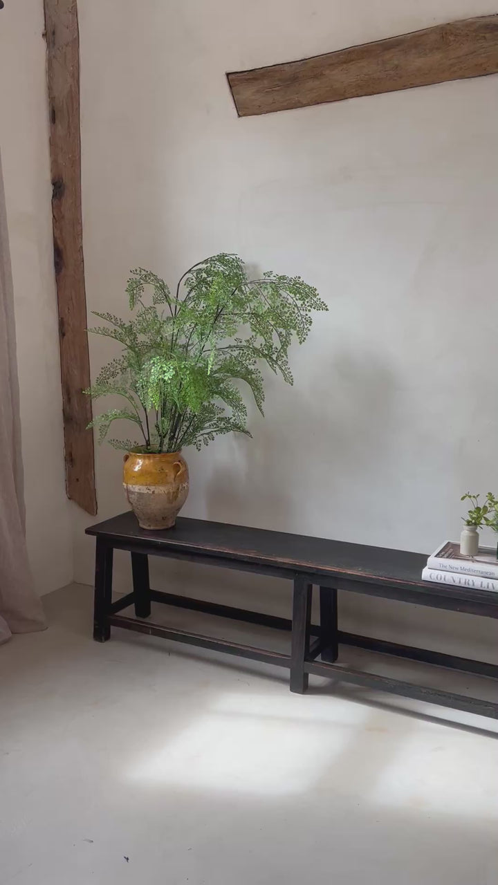 Antique Dark Teak Utility Hallway Bench | Yuni