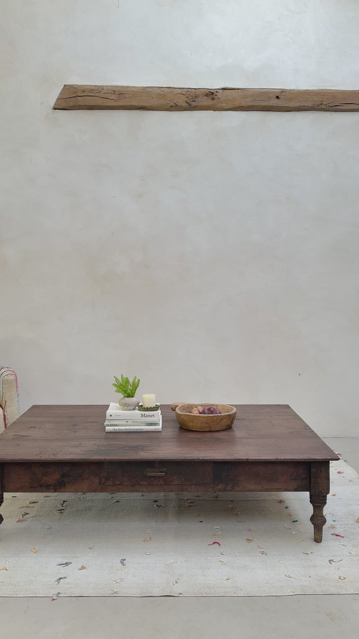 Extra large antique teak coffee table Marcelle