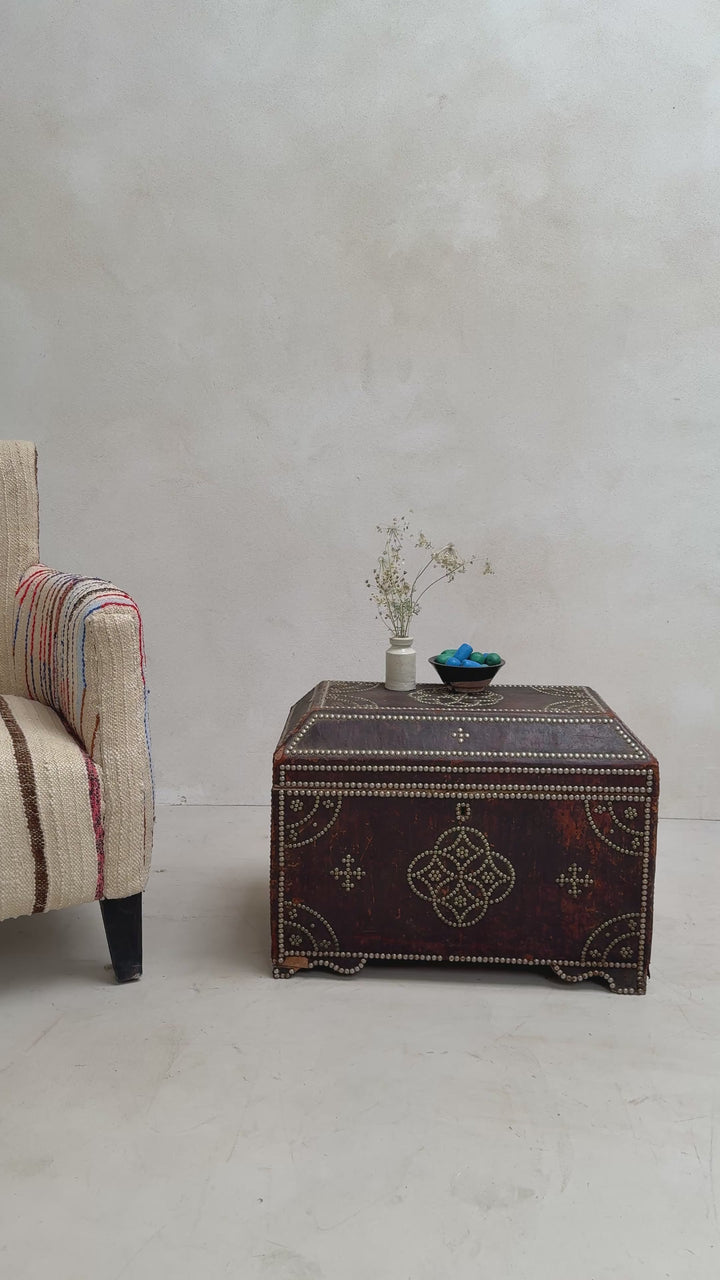 Vintage Studded Leather Trunk | Zola