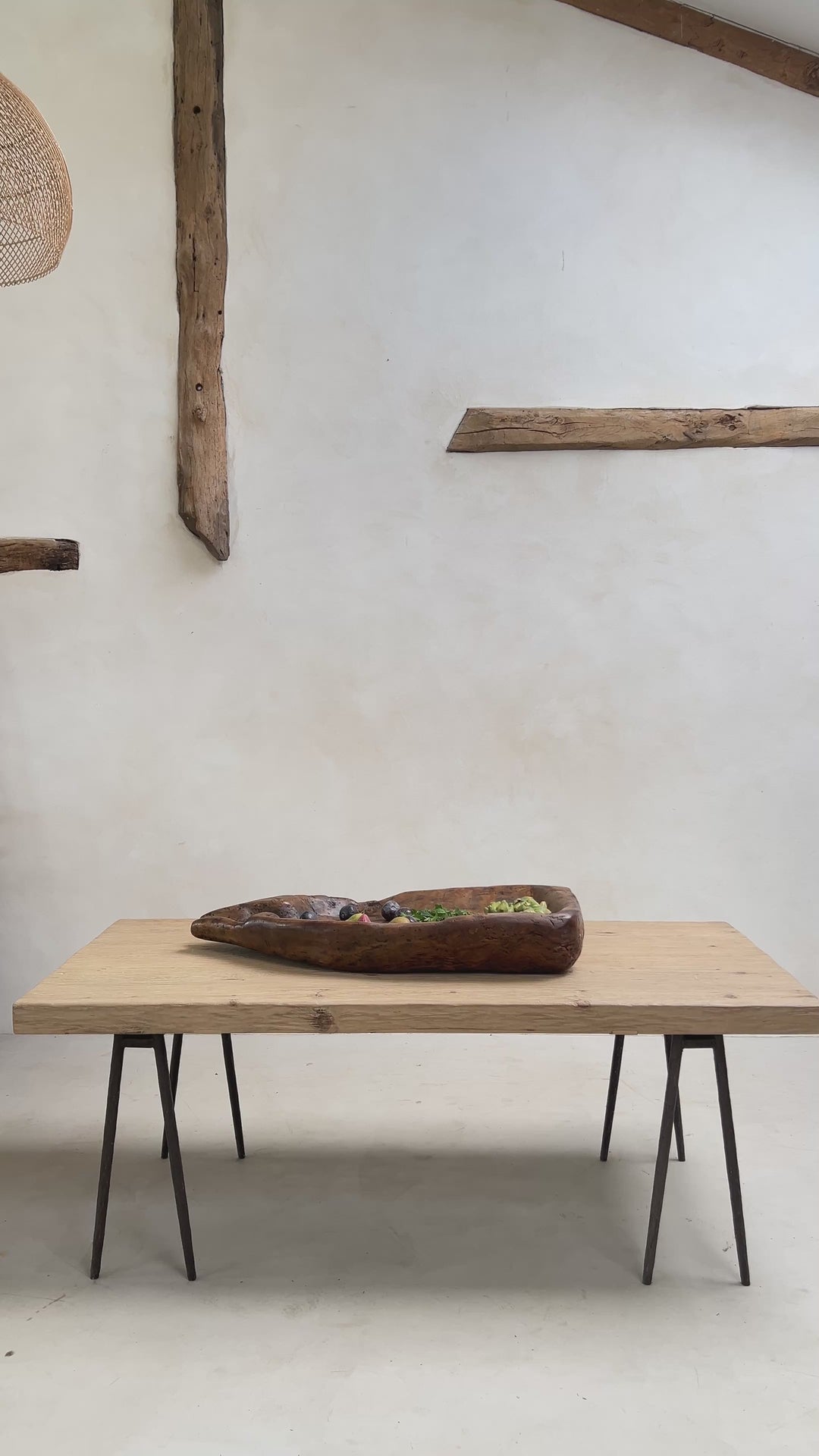 Antique wooden olive press collection bowl
