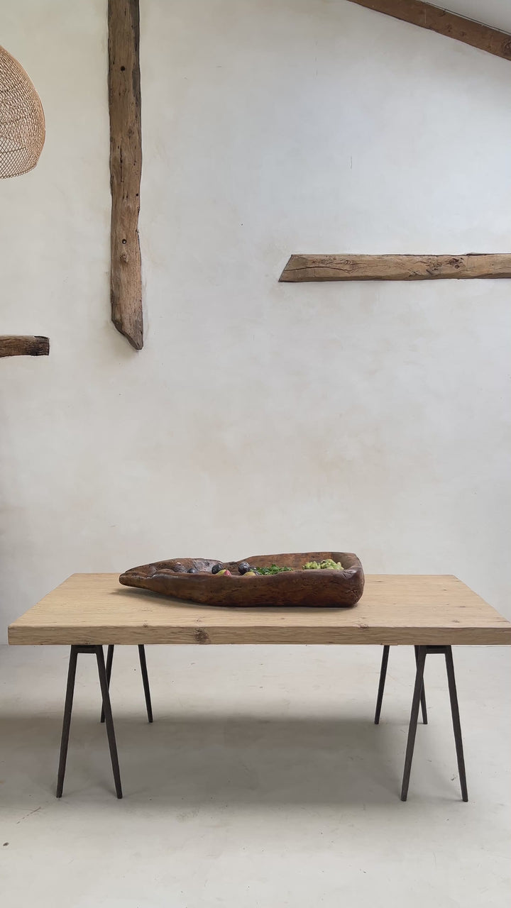 Antique wooden olive press collection bowl