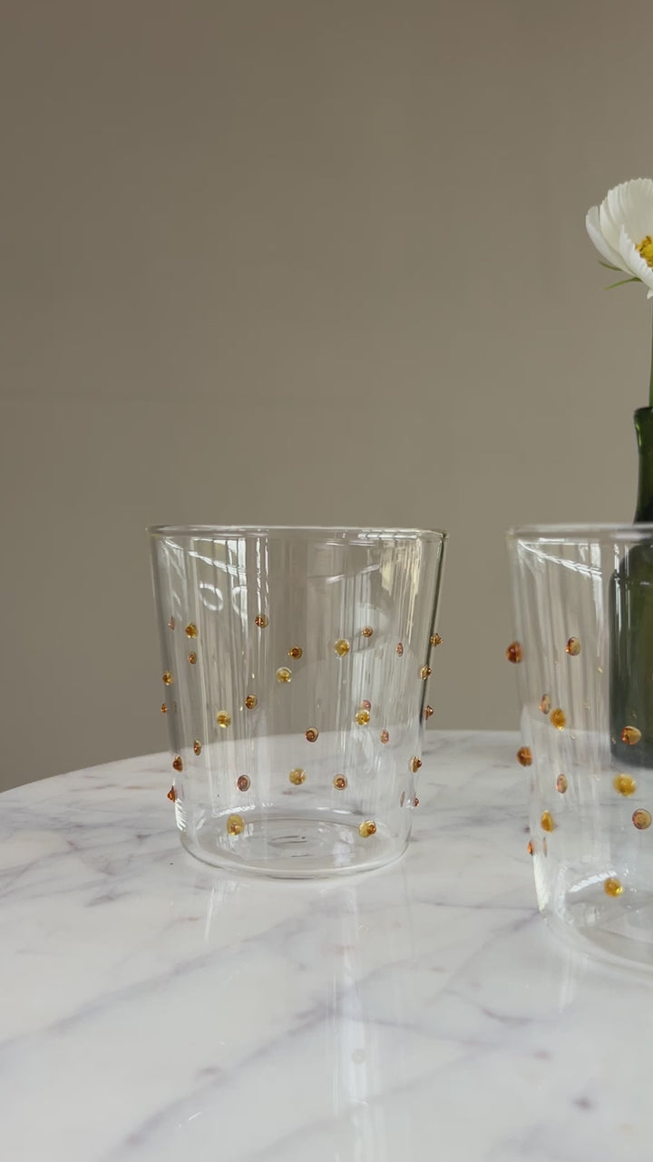 Amber Drinking Glass | Dots