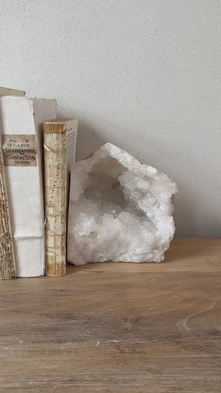 Geode limestone & crystal bookend pair