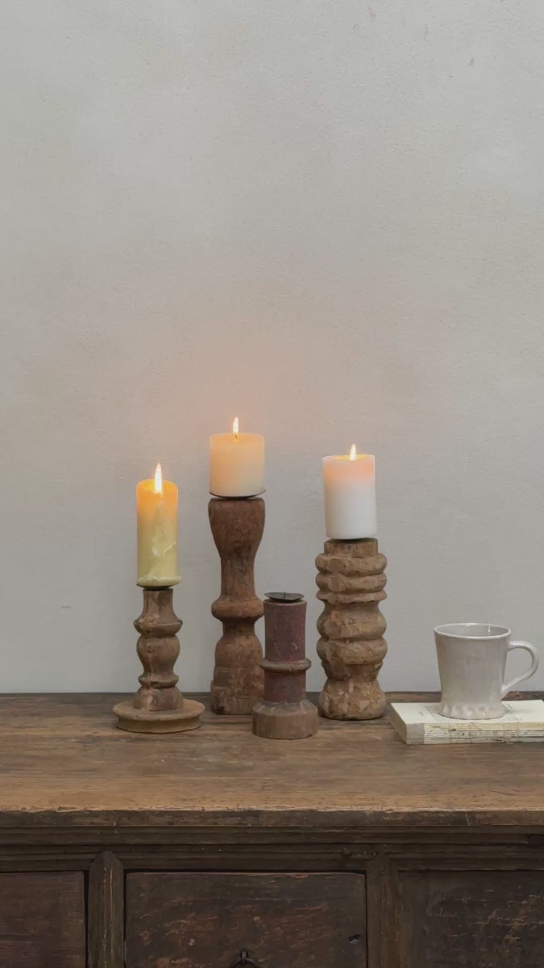 Rustic Turned Leg Candle Holder