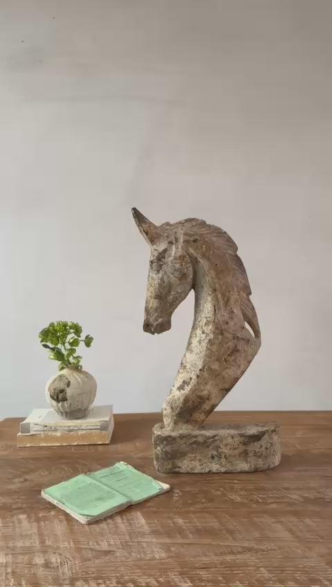 Rustic Wooden Chess Horse Statue