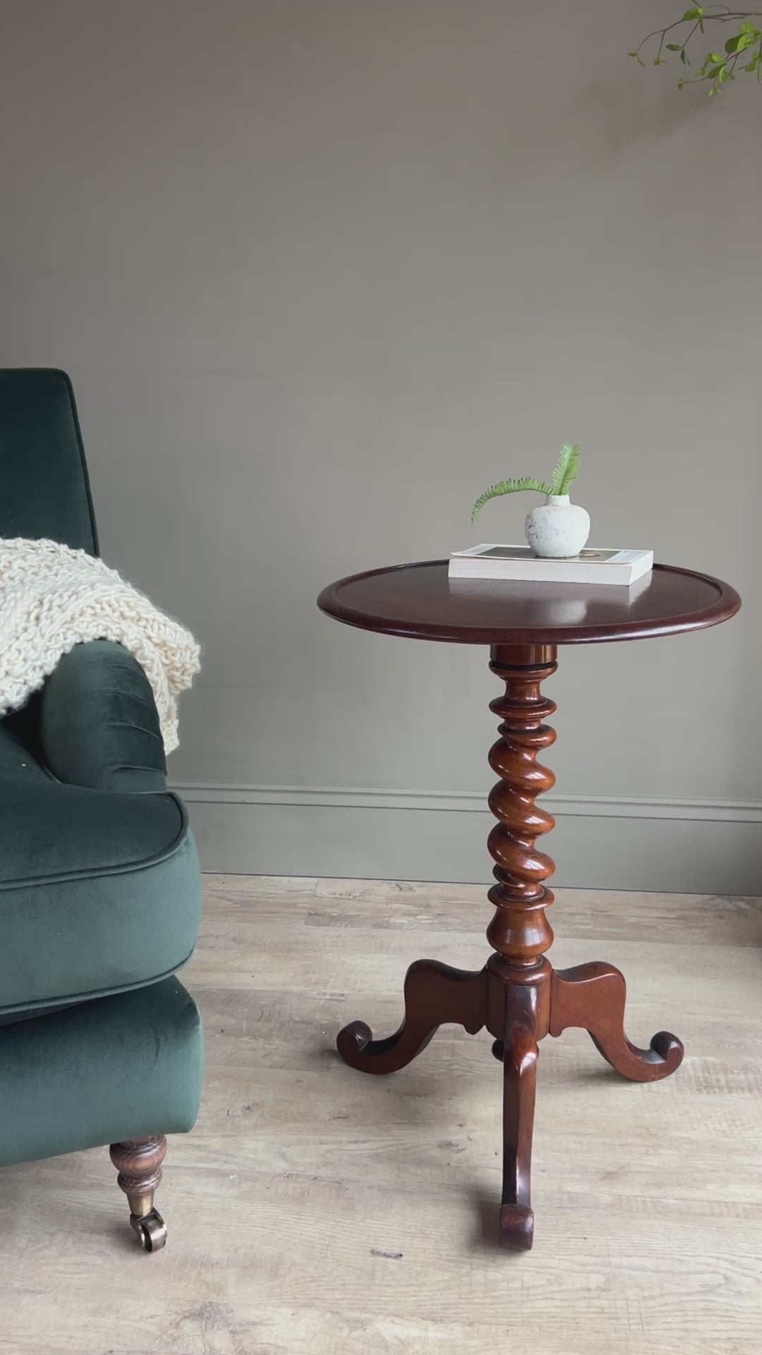 English Antique dark wood side table | Joko