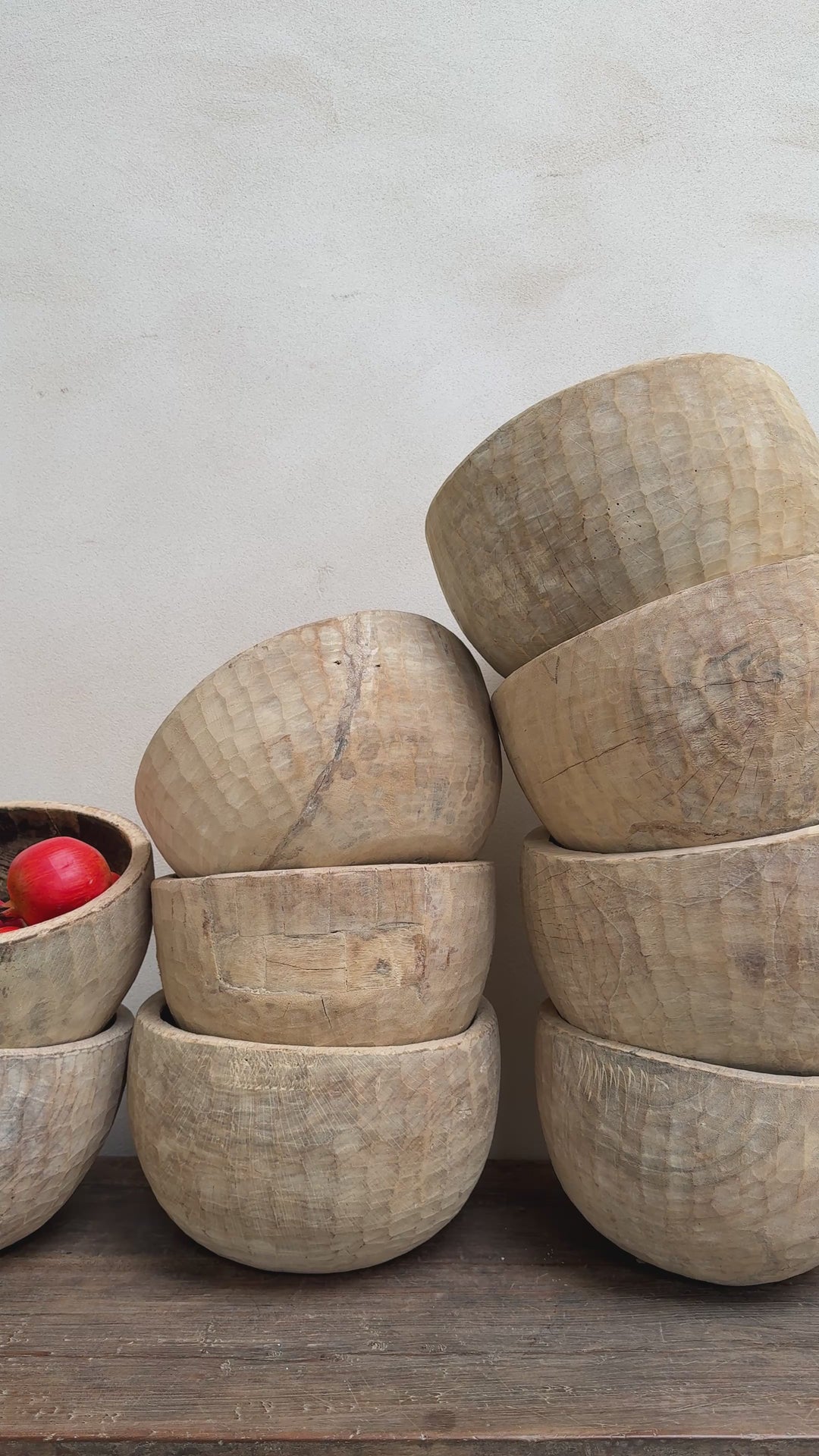 Vintage hand carved wooden dough bowl