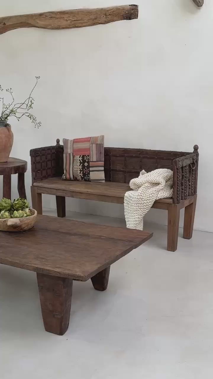 Antique Carved Hallway Bench | Mira