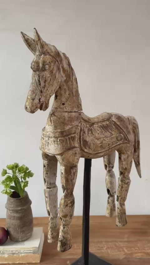 Rustic Wooden Horse On Stand