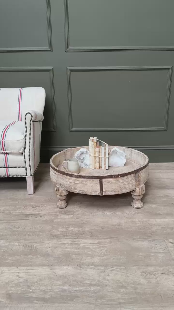 Antique Carved Round Chakki Coffee Table | Noah