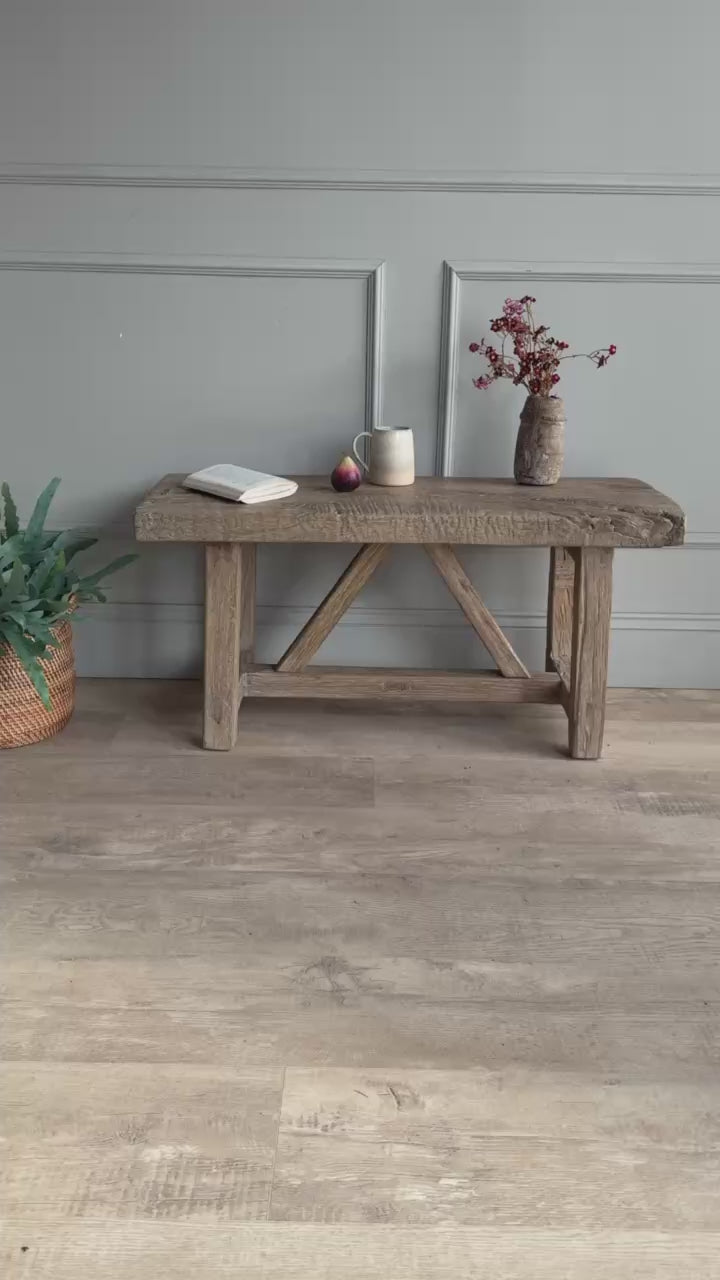 Reclaimed Rustic Elm Bench | Cambridge
