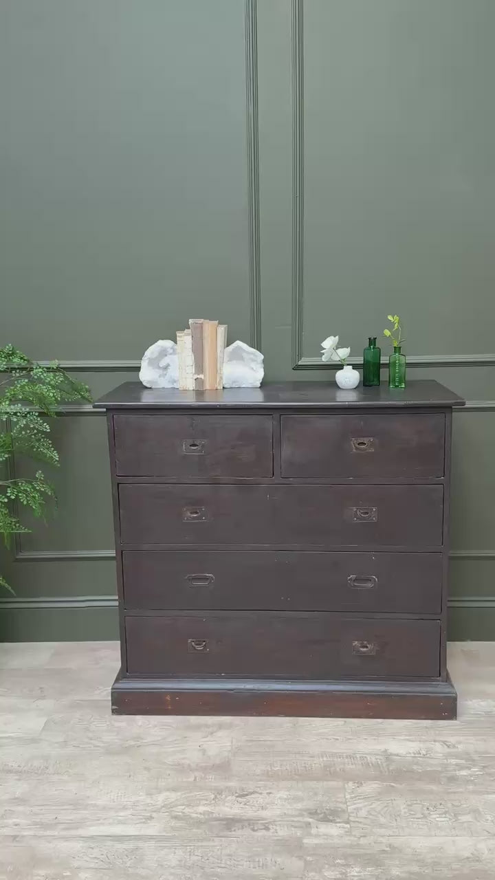 Antique wooden campaign style drawers | Giles