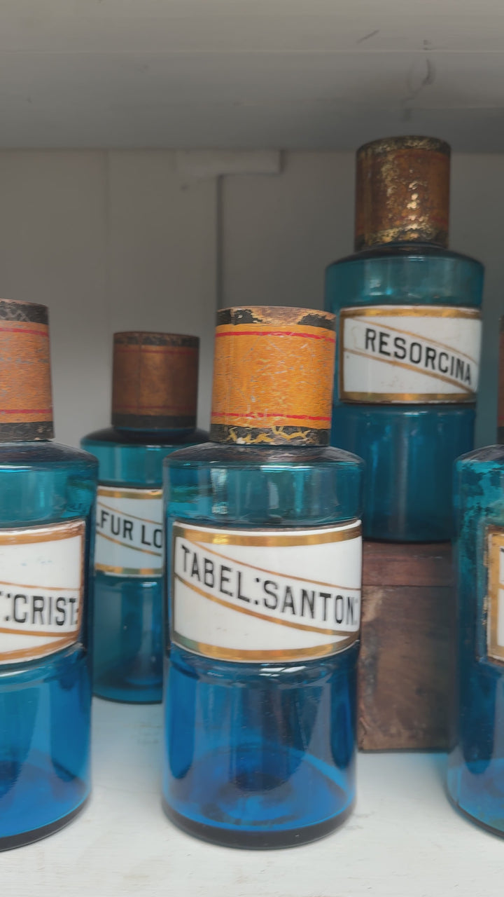 Antique Blue Glass Apothecary Jar | Victorian Cobalt Blue Pharmacy Bottle