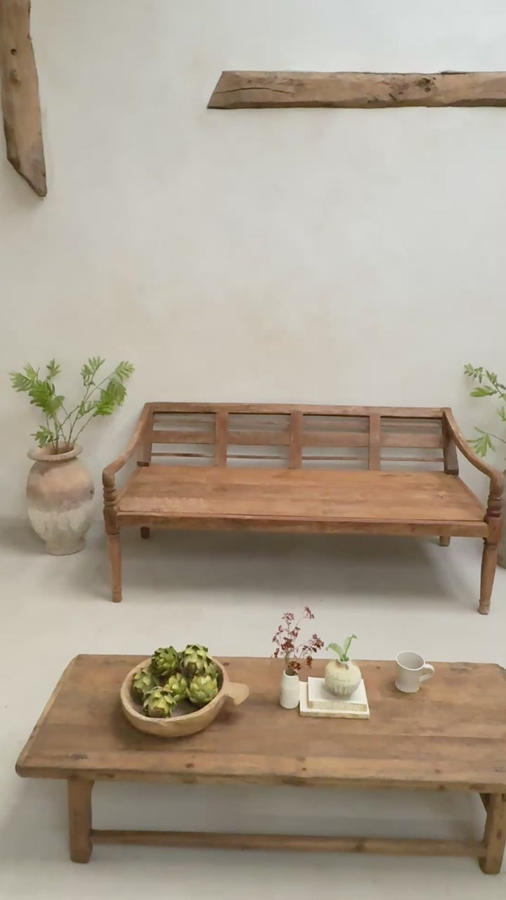 Large antique hand carved wooden Daybed Bench | Sebastian