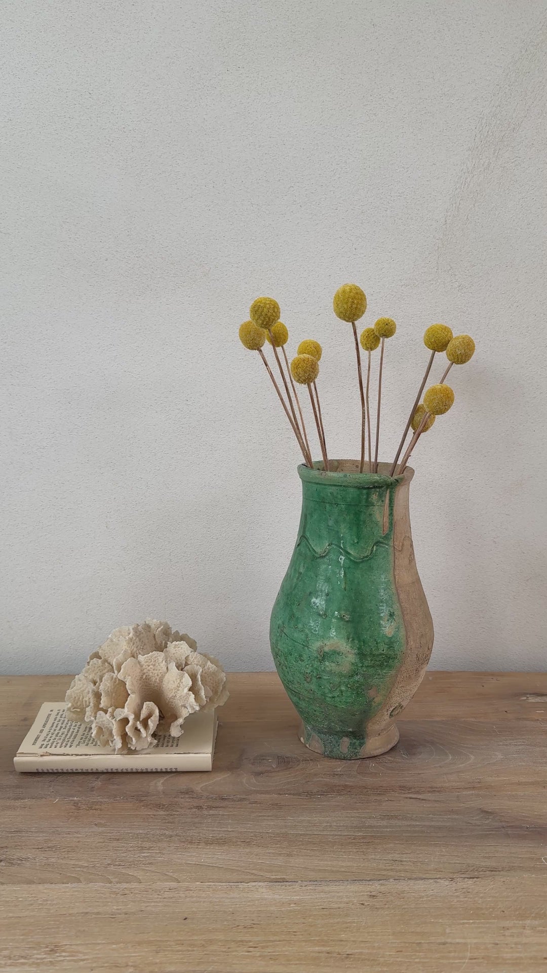 Vintage Moroccan vase half green