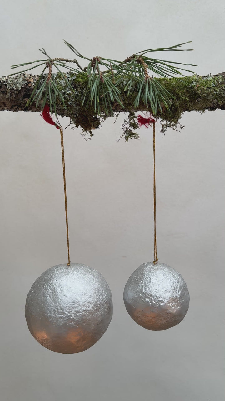 Silver Paper Mache Christmas Decoration