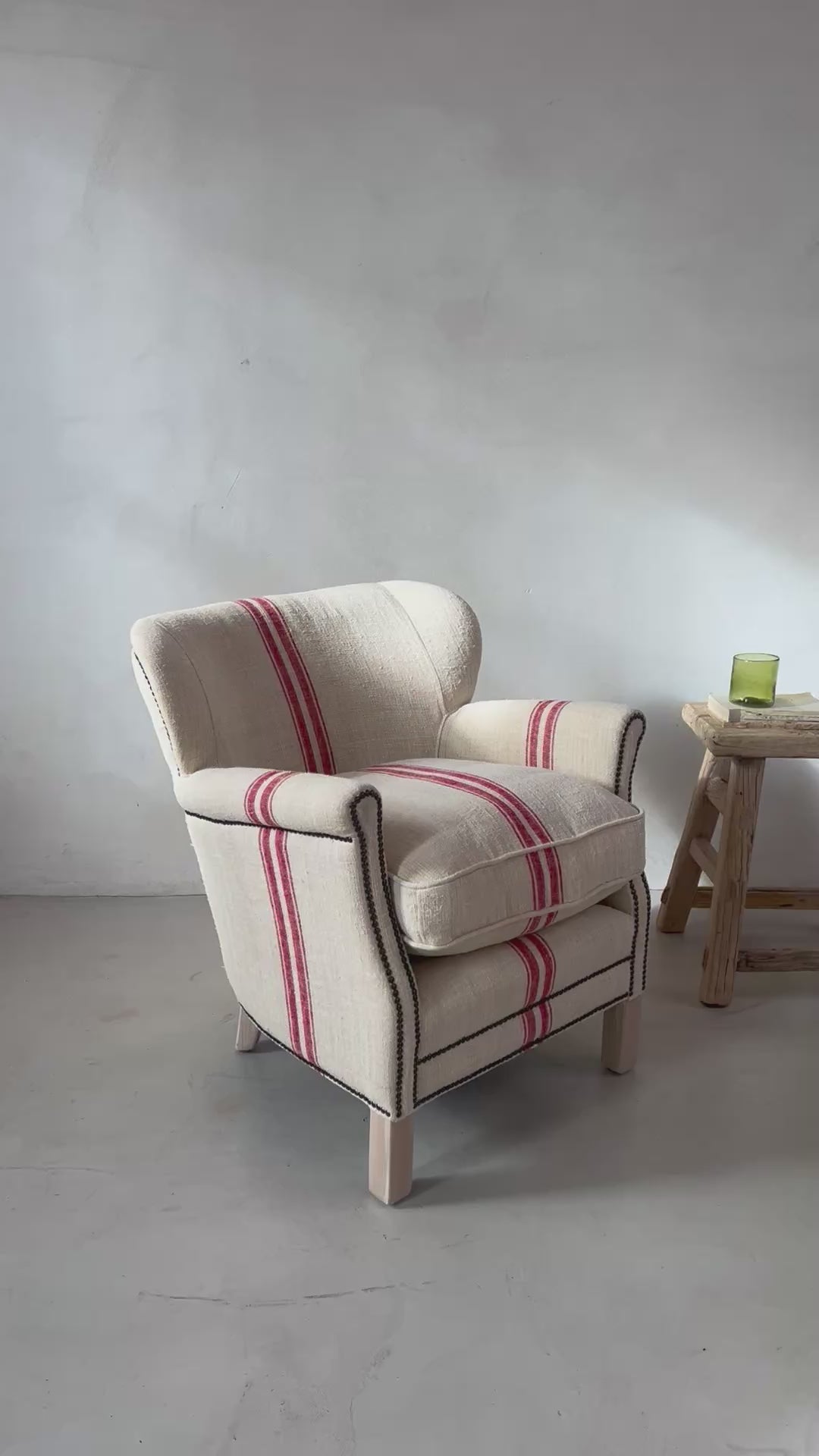 French Grain Sack Linen Armchair No:1