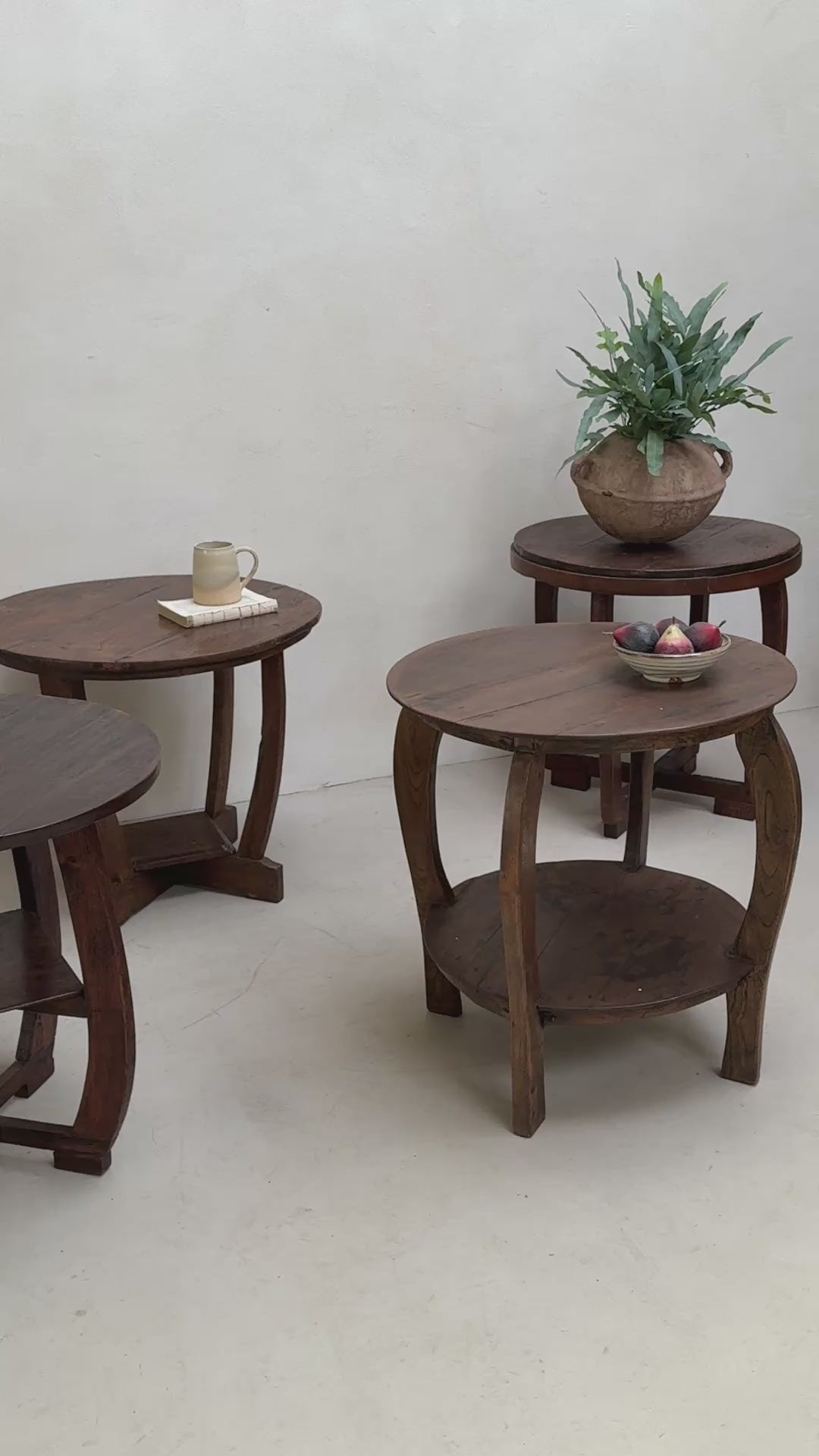 Antique Art Deco Round Side Tables