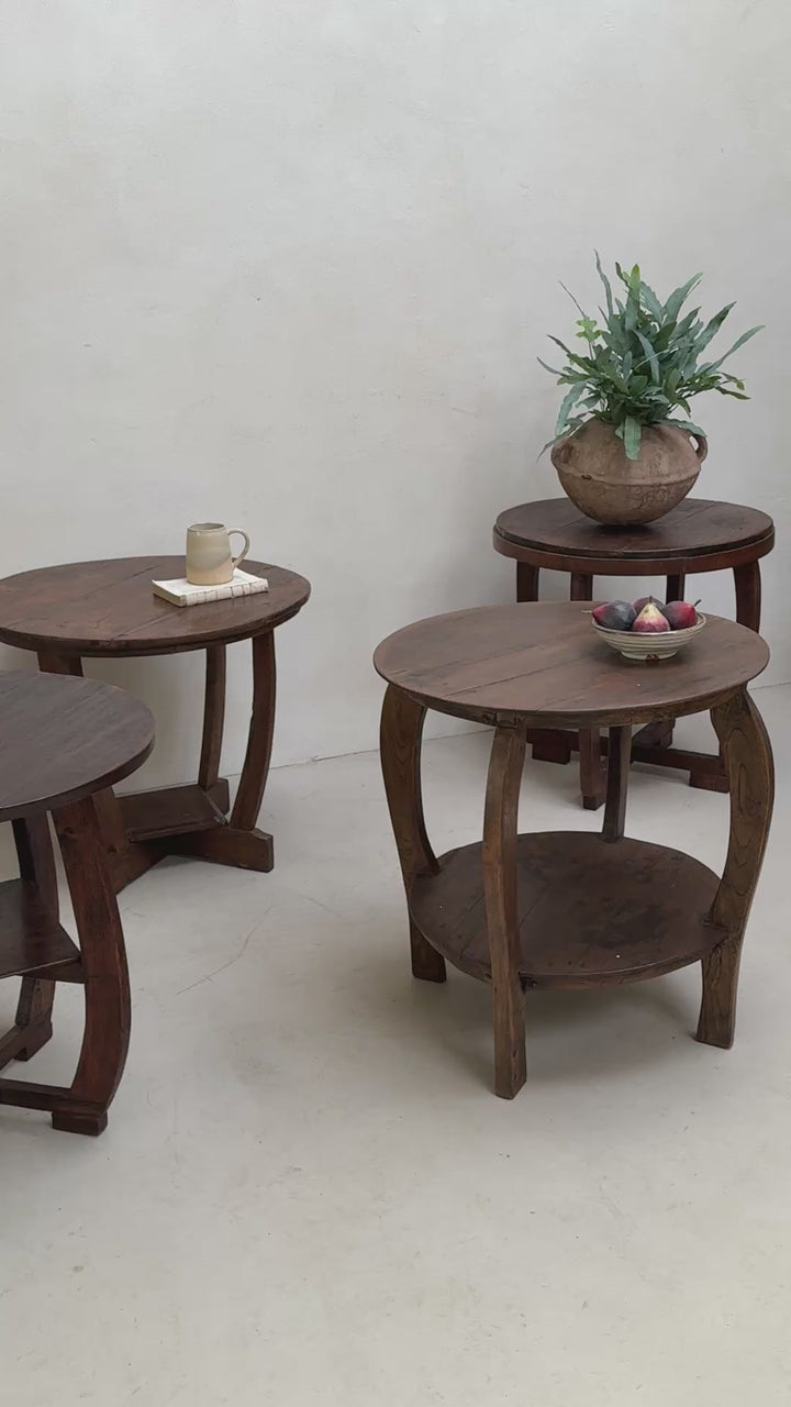 Antique Art Deco Round Side Tables