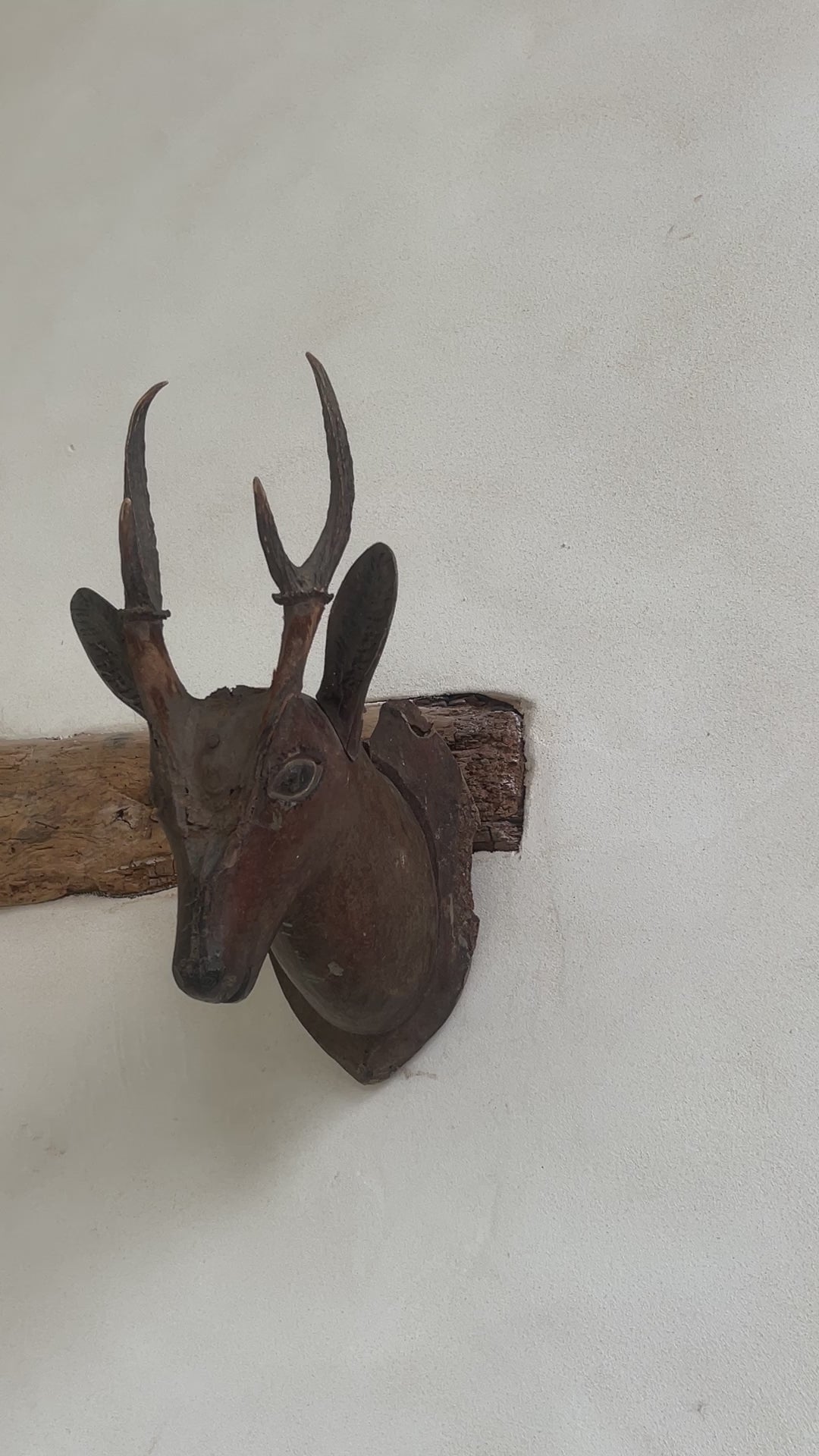 Antique Hand Carved Wooden deer head | Made