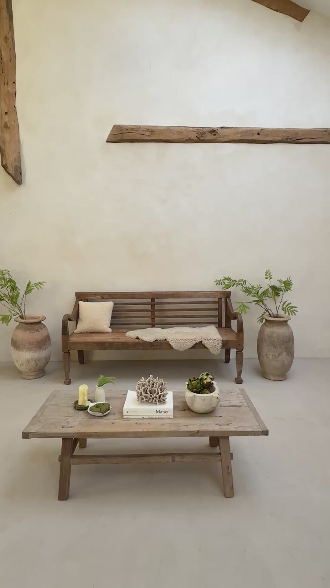 Large antique hand carved wooden bench | Rupert