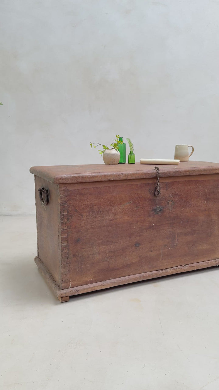 Antique solid teak blanket box storage trunk | Bray