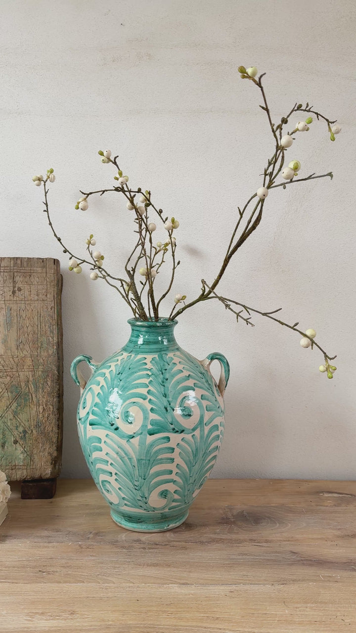 Moroccan large Fez vase with floral motif