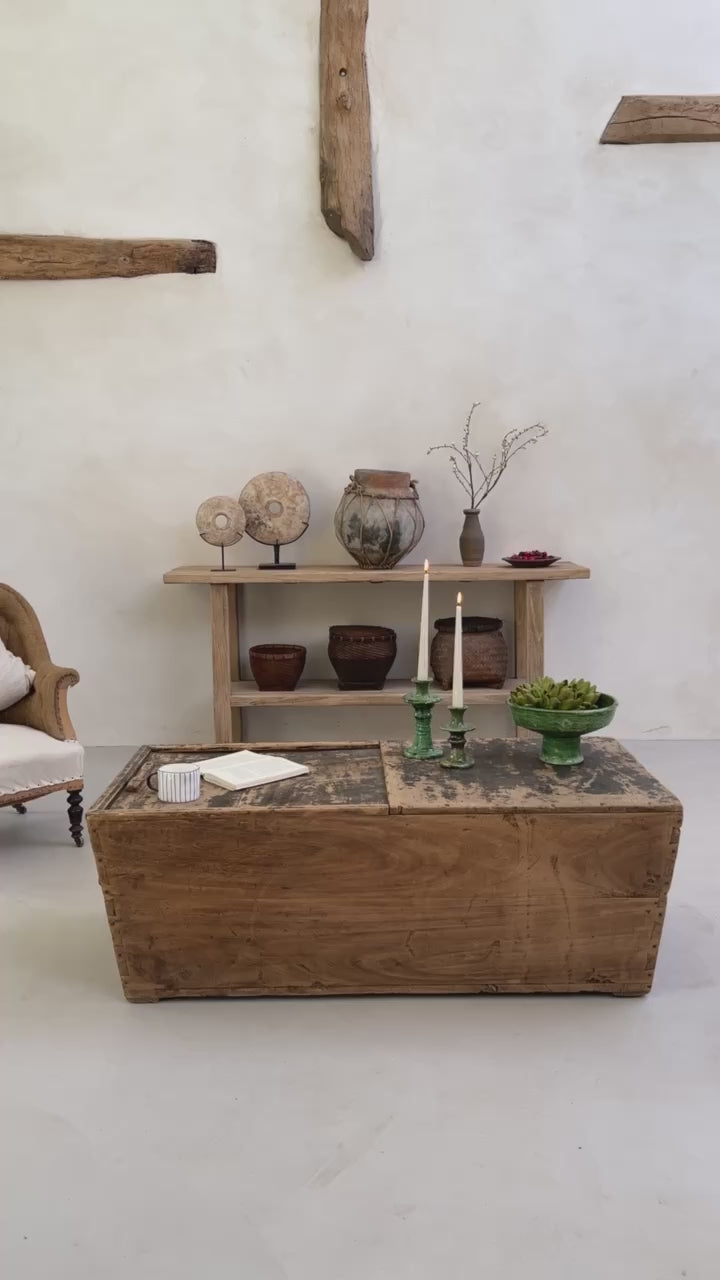 Antique Rustic Wooden Trunk | Harriet video