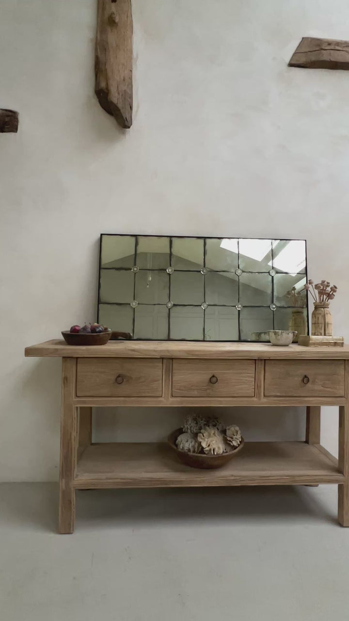 Foxed antiqued mirror Flower Detail 121x61cm | Fenella