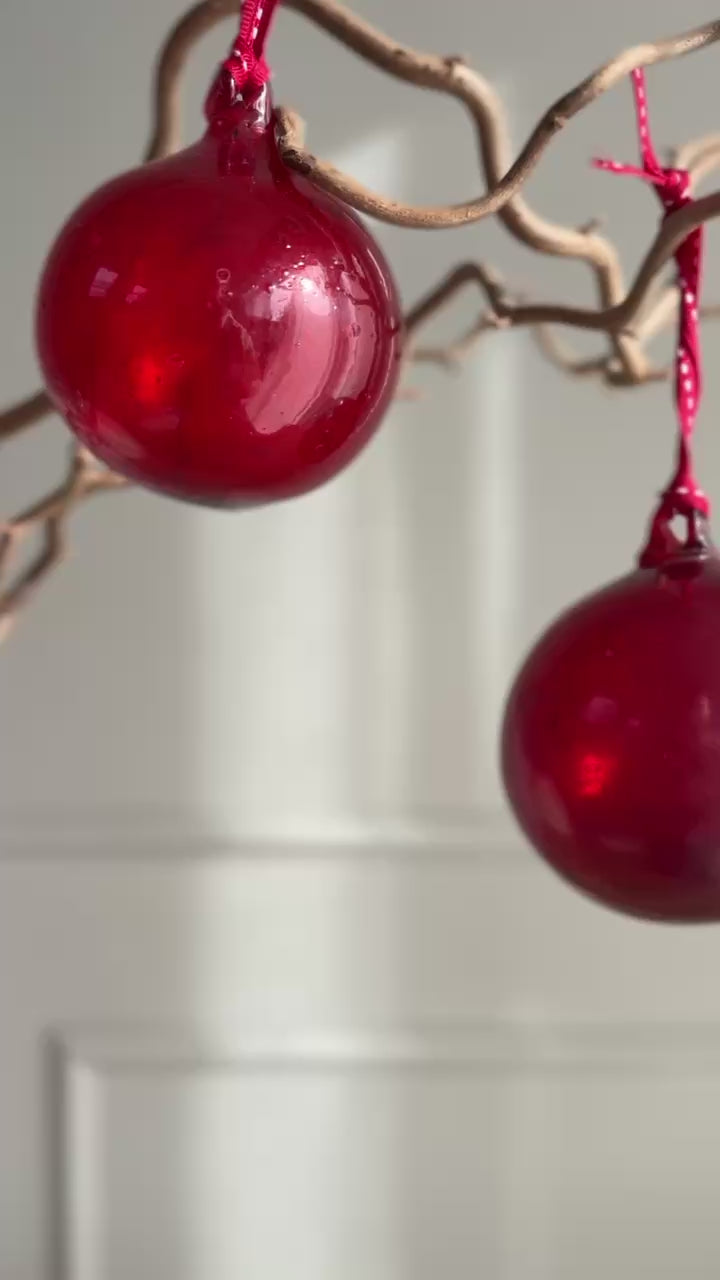 Hand Blown Glass Bauble | Red