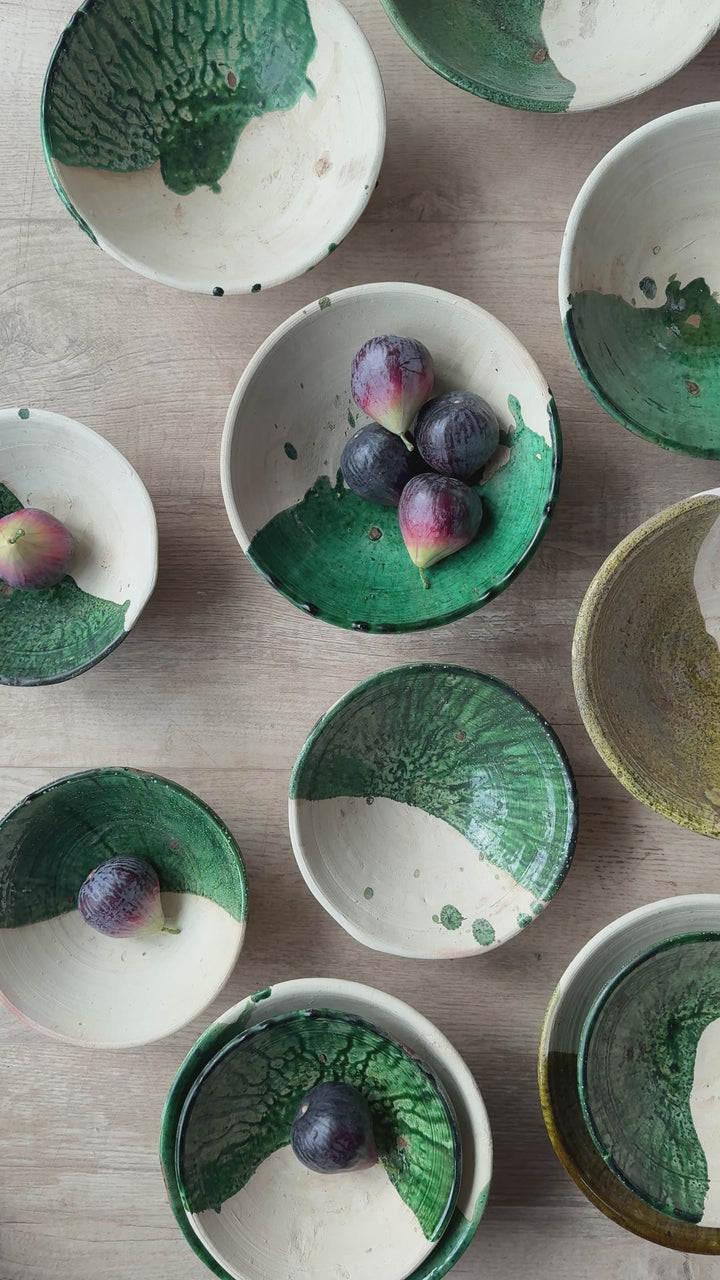 Moroccan Bowl Green Glazed | Natural Unglazed