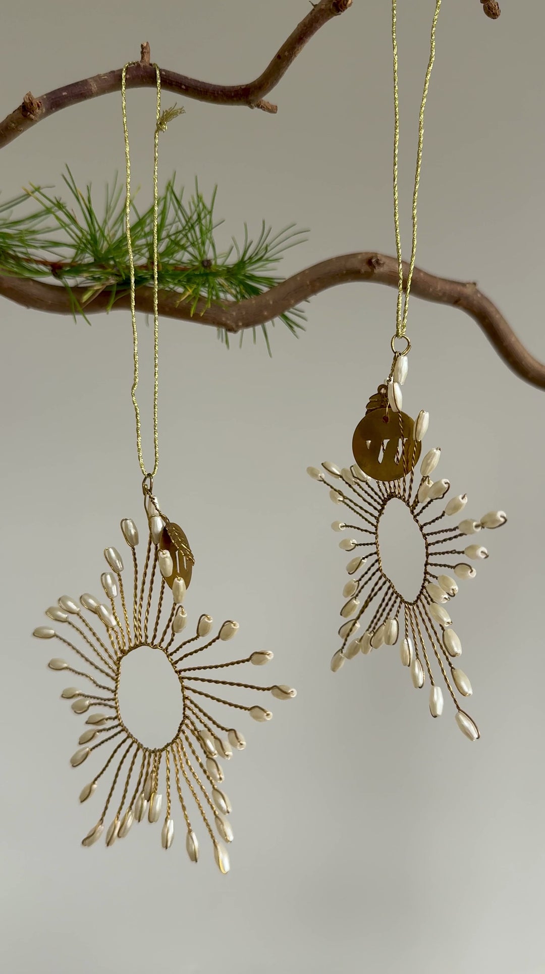 Gold Pearl Beaded Star Christmas Decoration