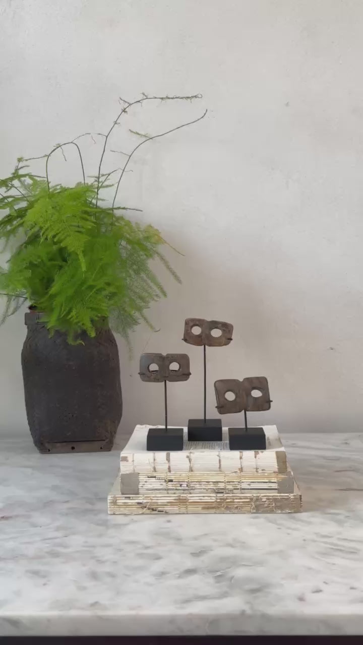 Vintage horn toggle buttons on stands | Set of 3