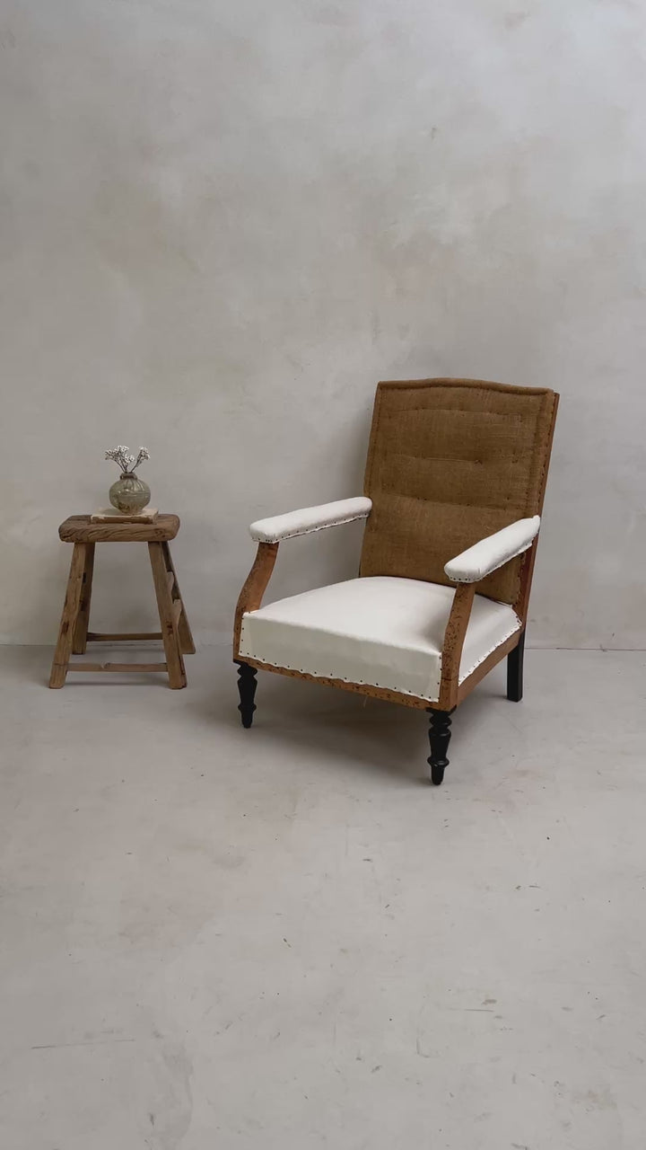 Antique French square back armchairs