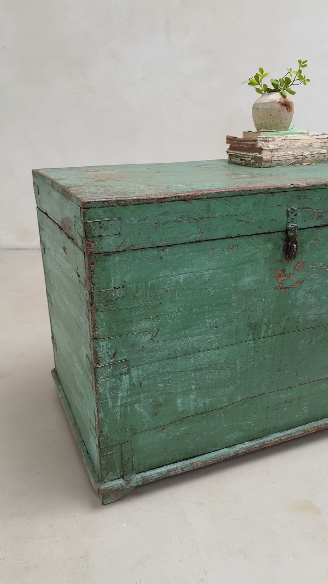 Antique Turquoise Painted Blanket Box | Compton
