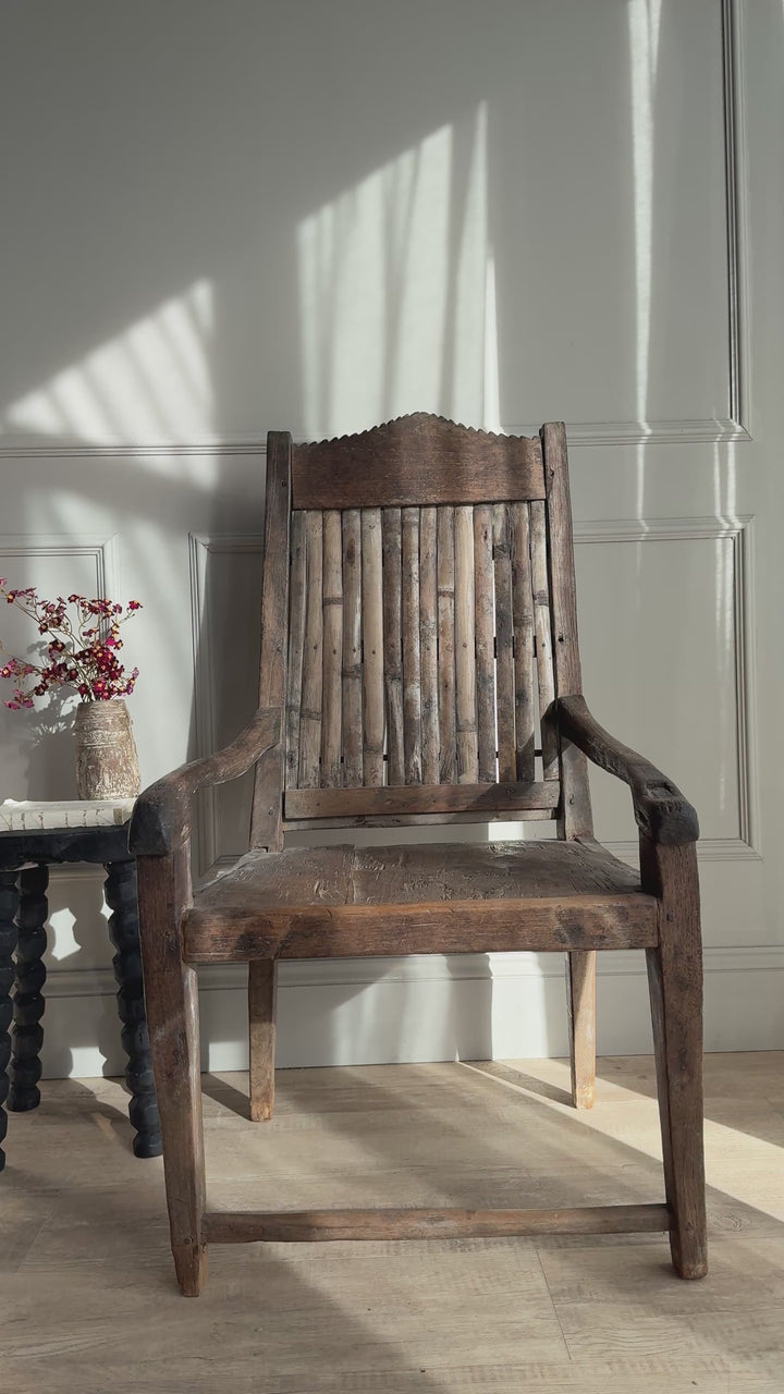 Vintage teak Seat with bamboo slats | Kirana