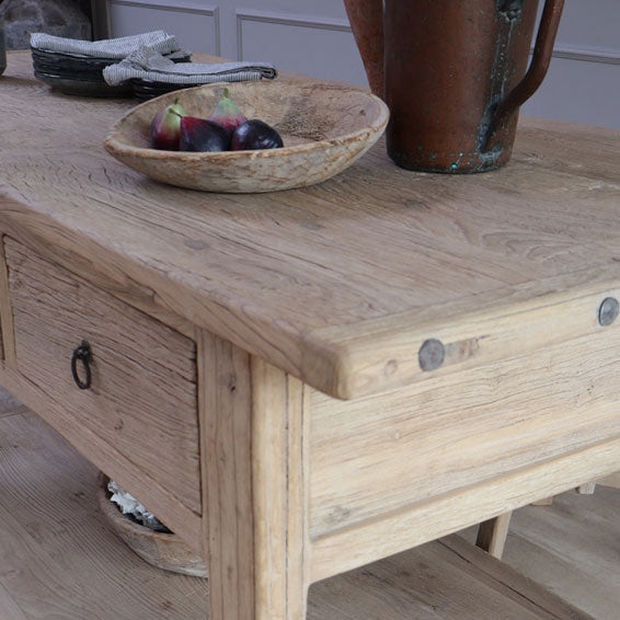 Reclaimed Kitchen Island Durham detail of rustic reclaimed timber