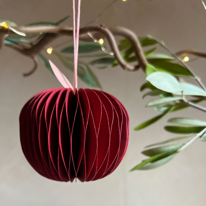 Honeycomb Apple Paper Ornament Red