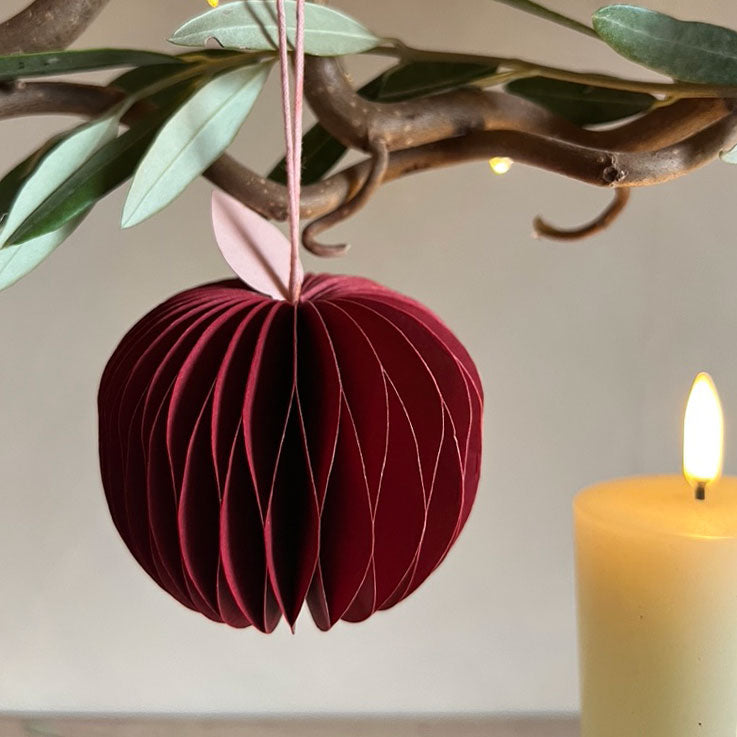 Honeycomb Apple Paper Ornament Red