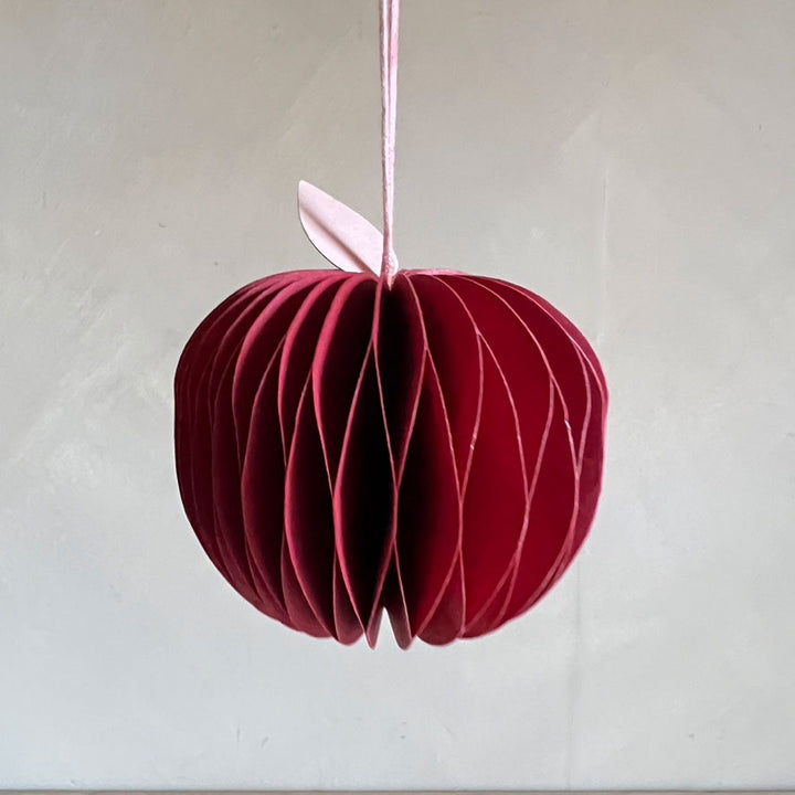 Honeycomb Apple Paper Ornament Red