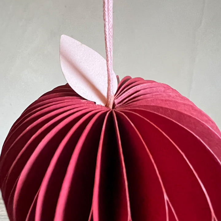 Honeycomb Apple Paper Ornament Red