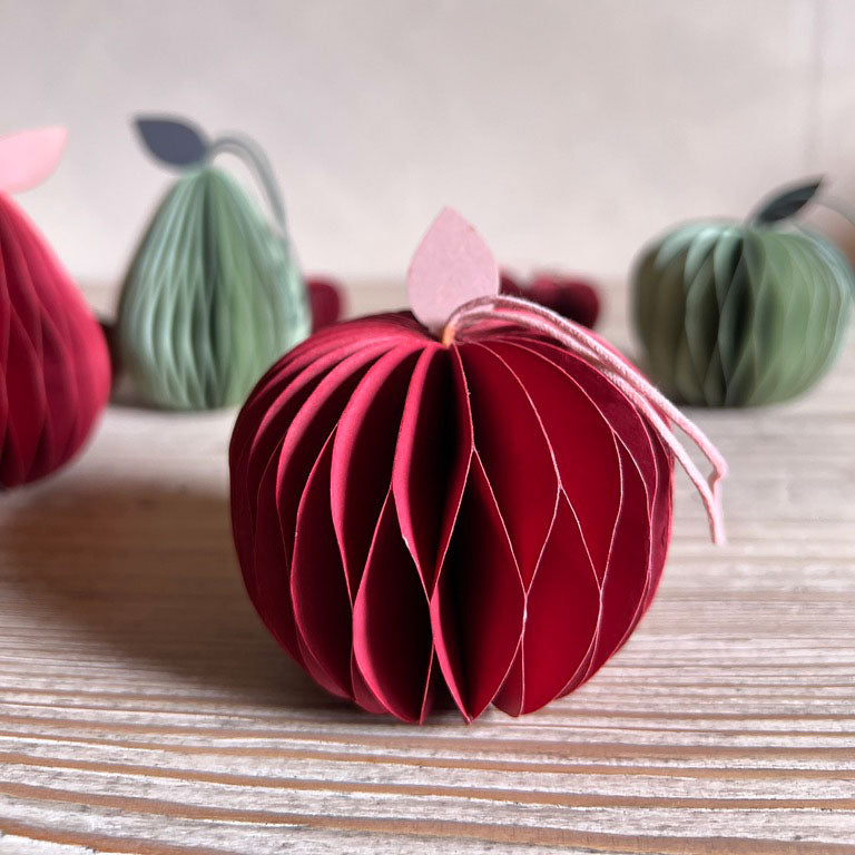 Honeycomb Apple Paper Ornament Red