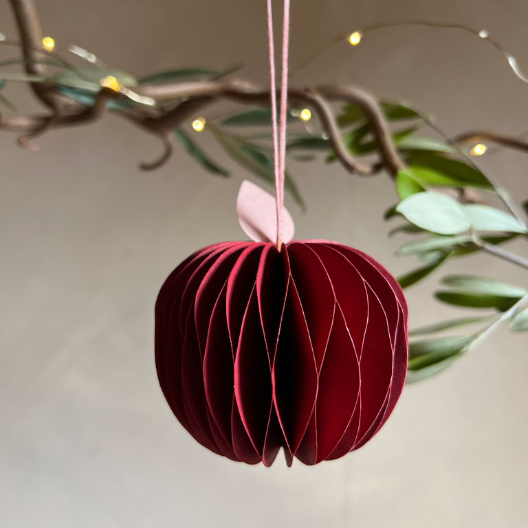 Honeycomb Apple Paper Ornament Red