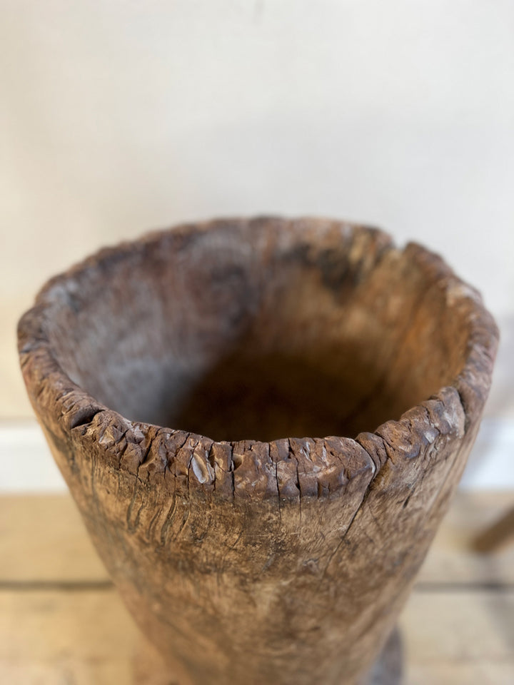 Antique rustic wooden mortar | Roshi