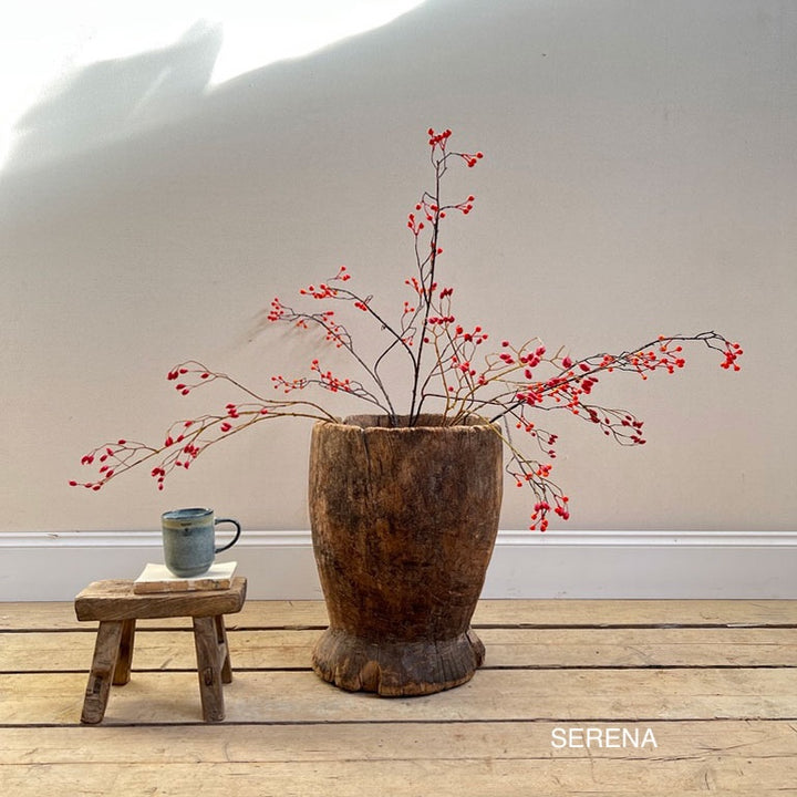 XL Antique Rustic Wooden Mortar