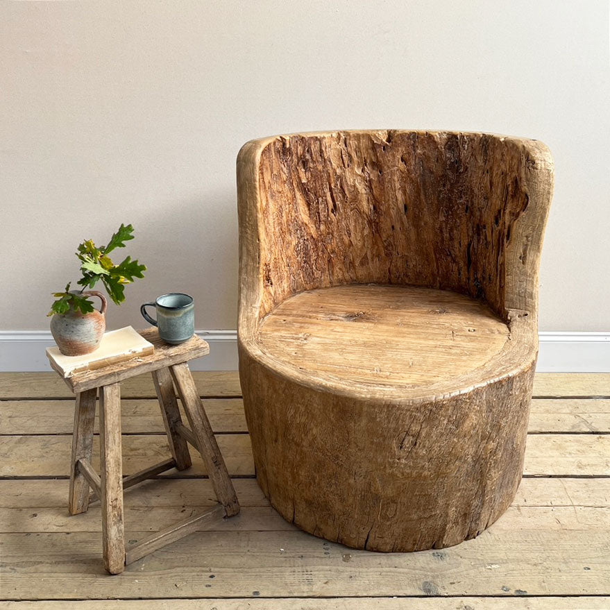 Trunk Chair Rustic large tree trunk chair | Sergio – Home Barn