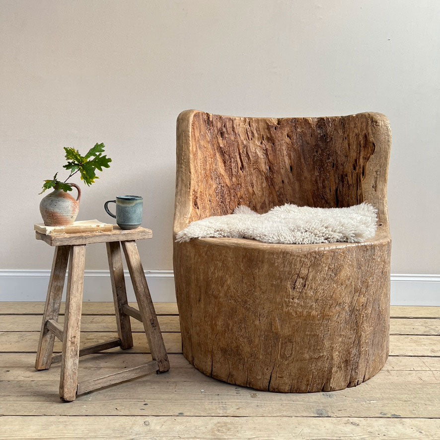 Rustic large tree trunk chair | Sergio